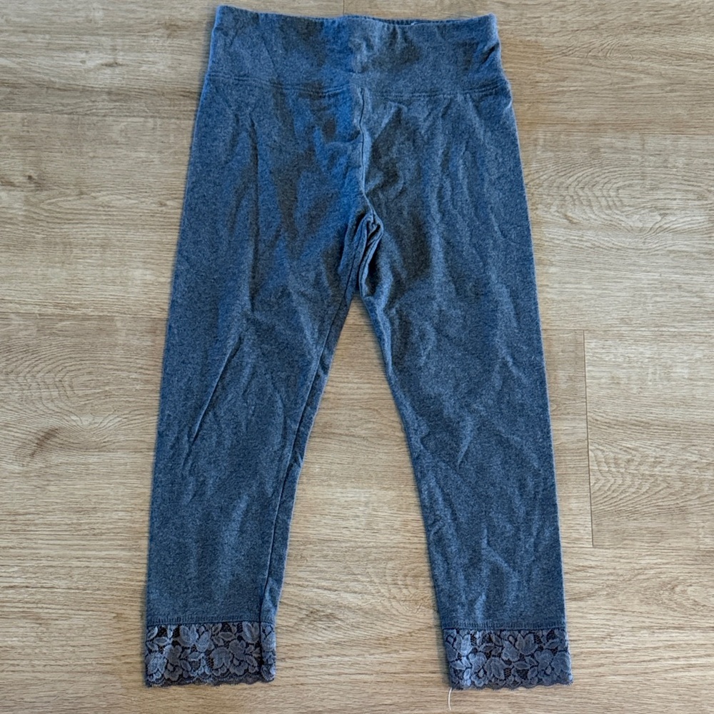 Justice Charcoal Grey Lace Hem Leggings